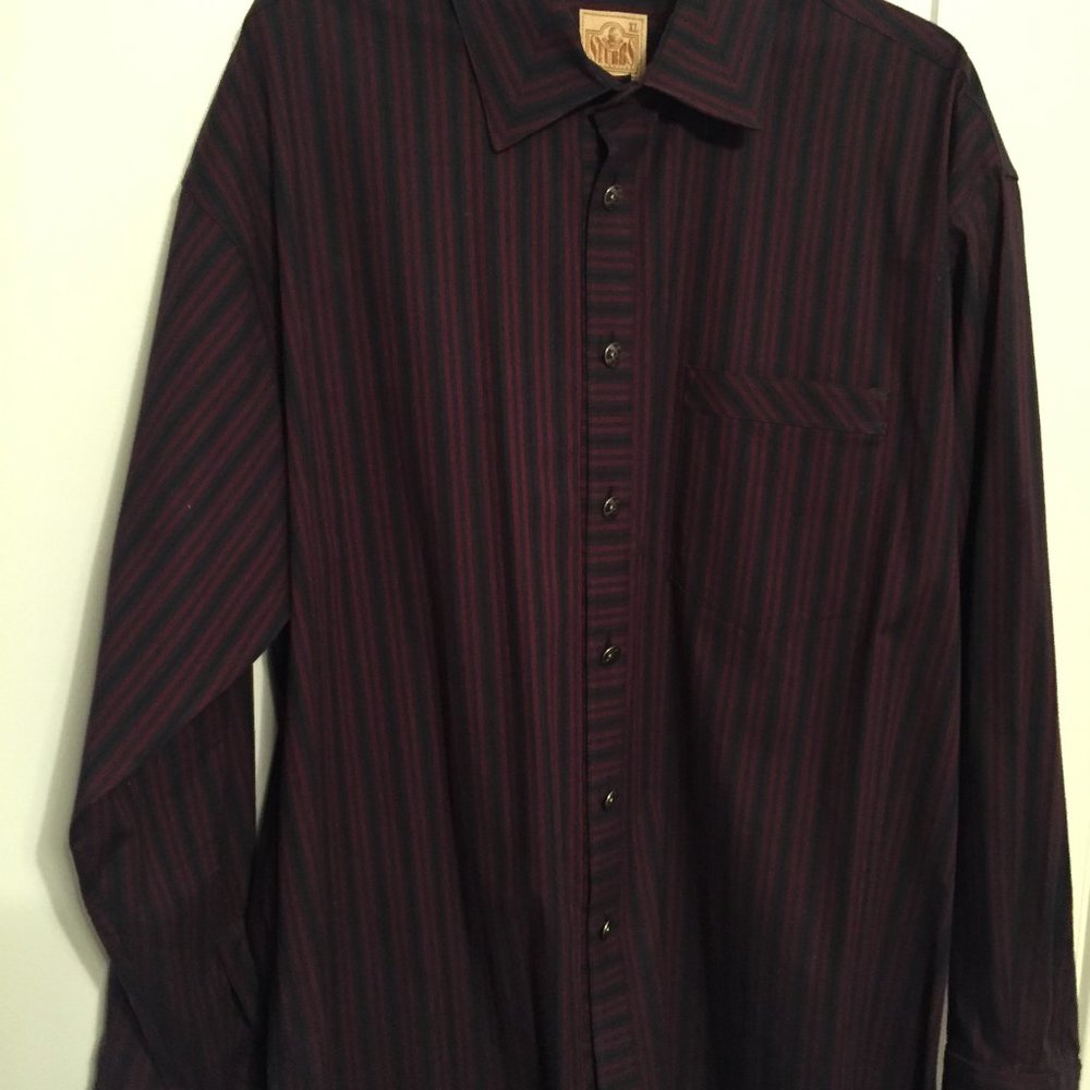 Stubbs Shirt - Black with Burgundy Stripes (XL)